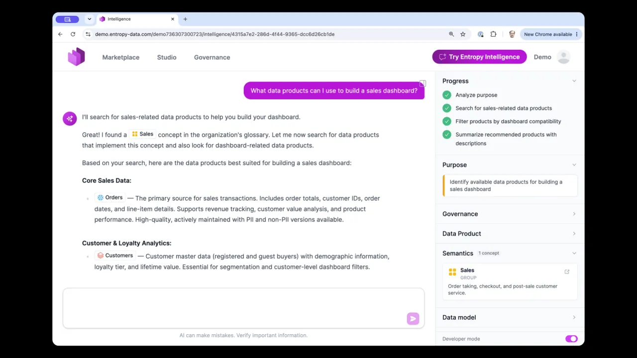 Un agent qui lit des produits de données depuis la marketplace en respectant les conditions d'utilisation