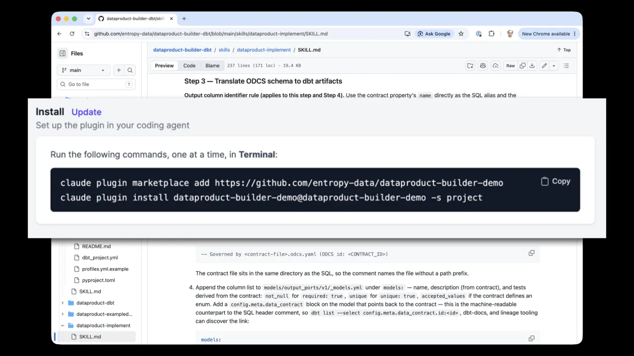 Installation des Data Product Builder als Plugin in Claude