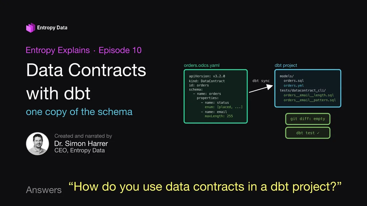 Entropy Explains, épisode 10&nbsp;: Data Contracts avec dbt